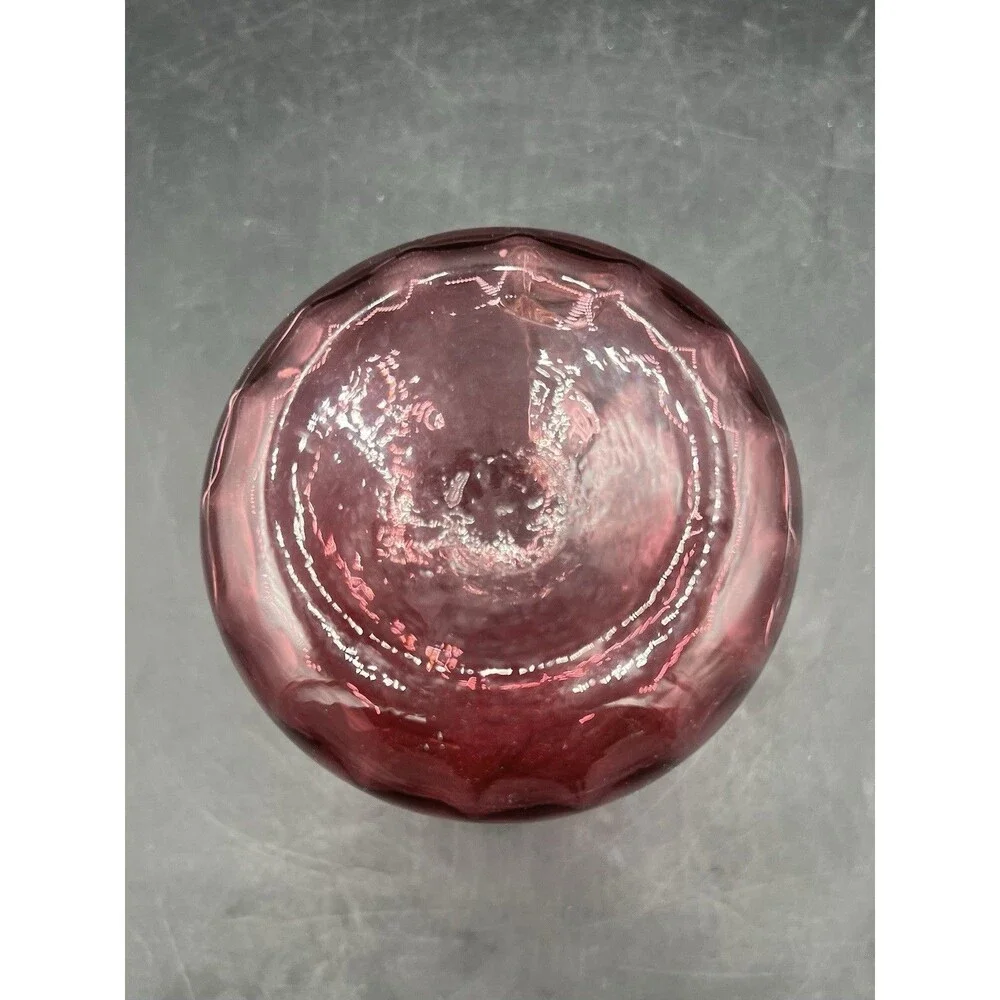 VTG Pilgrim Cranberry Pink Art Glass Optic Swirl Creamer Pitcher 5” Handle